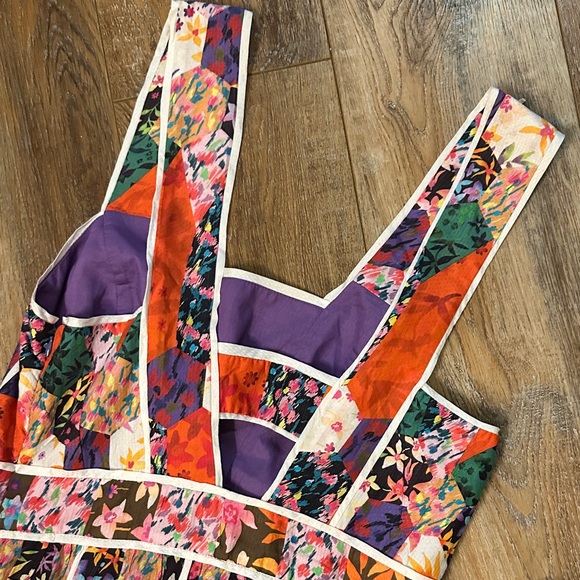 Anthropologie Floral Patchwork Maxi Dress colorful whimsy boho beach 10 - Picture 7 of 9